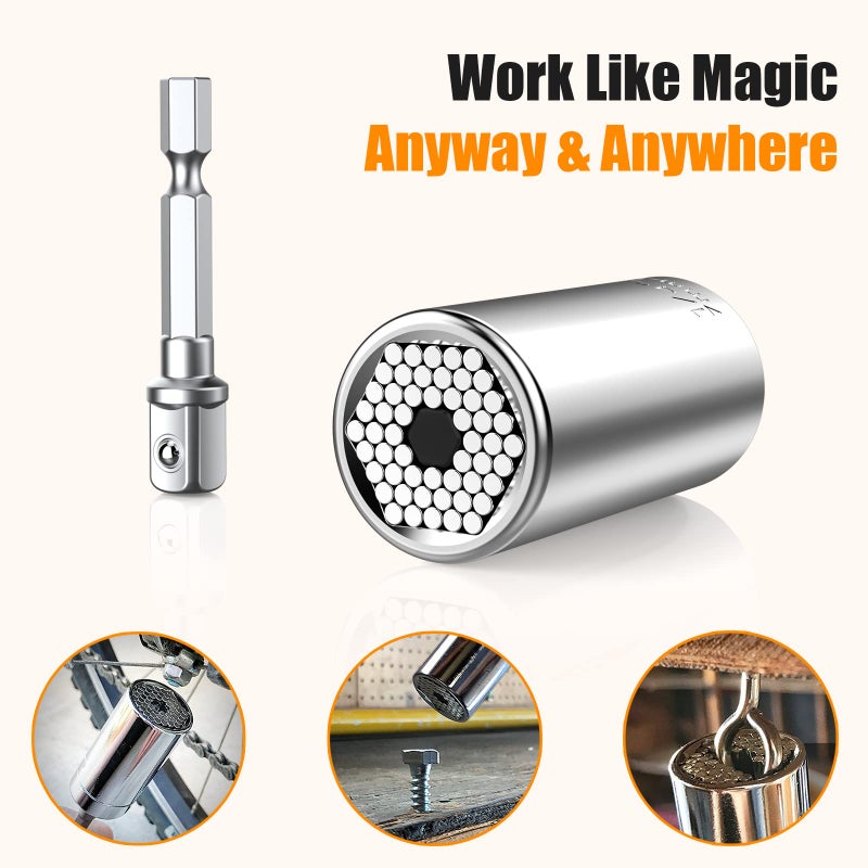 KUSONKEY Valentines Day Gifts for Him, Kusonkey Super Universal Socket Tools Gifts Stocking Stuffers for Men,Professional 7mm-19mm Tool Sets with Power Drill Adapter,Cool Gadgets for Him,Dad,Grandpa,Boyfriend - Image 5